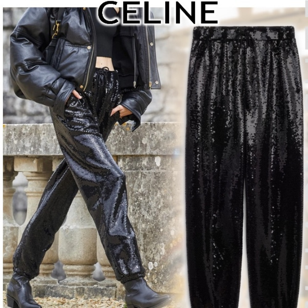 Celine AW21 black sequin joggers